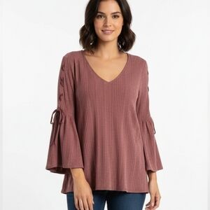 Knox Rose Dusty Rose Bell Sleeve Blouse